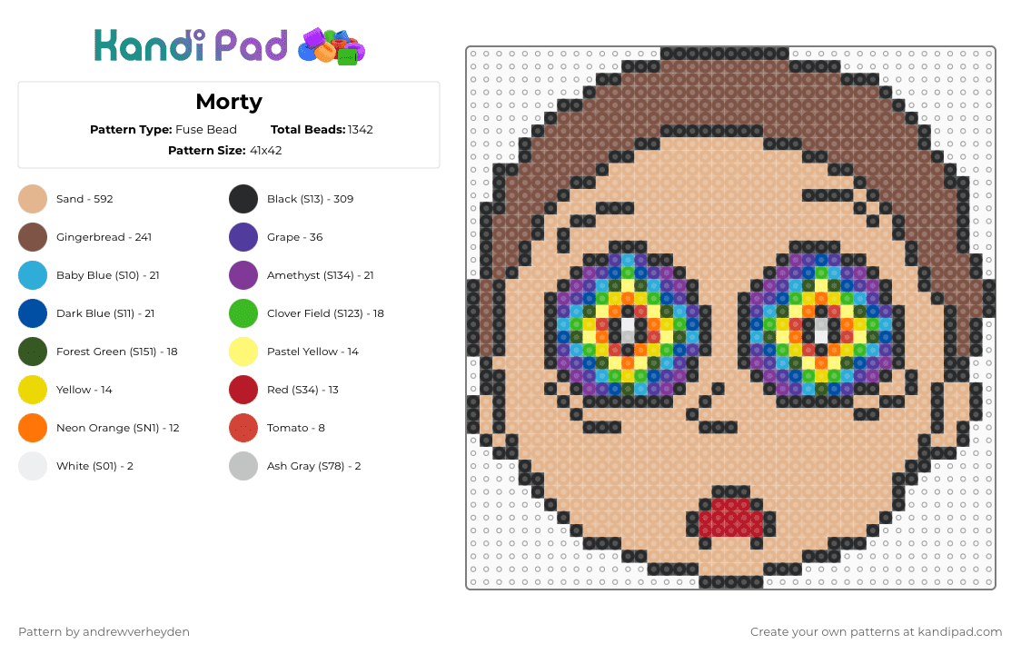 Morty - Fuse Bead Pattern by andrewverheyden on Kandi Pad - tan,beige