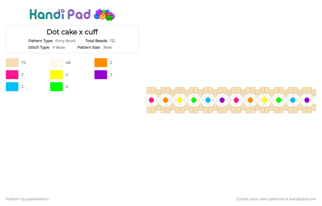 Dot cake x cuff - Pony Bead Pattern by pawsiestarrr on Kandi Pad - beige