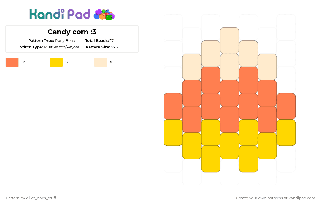 Candy corn :3 - Pony Bead Pattern by elliot_does_stuff on Kandi Pad - orange, yellow