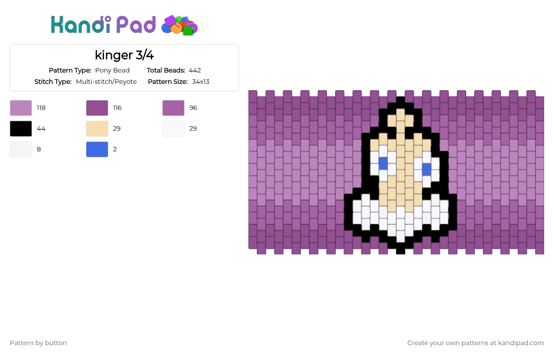 kinger 3/4 - Pony Bead Pattern by button on Kandi Pad - pink,tadc,kinger,cuff