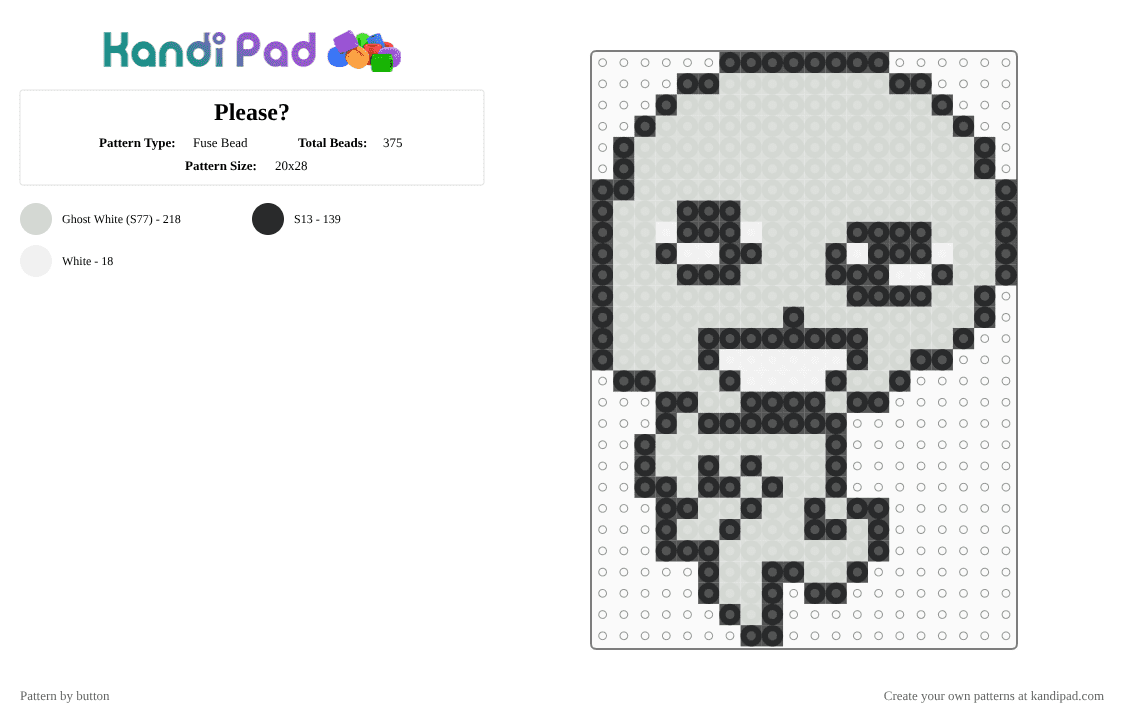 Please? - Fuse Bead Pattern by button on Kandi Pad - black,white