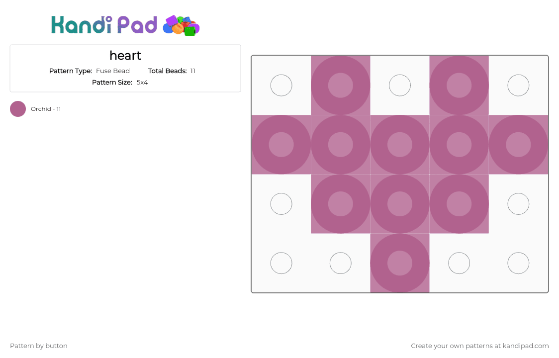 heart - Fuse Bead Pattern by button on Kandi Pad - pink