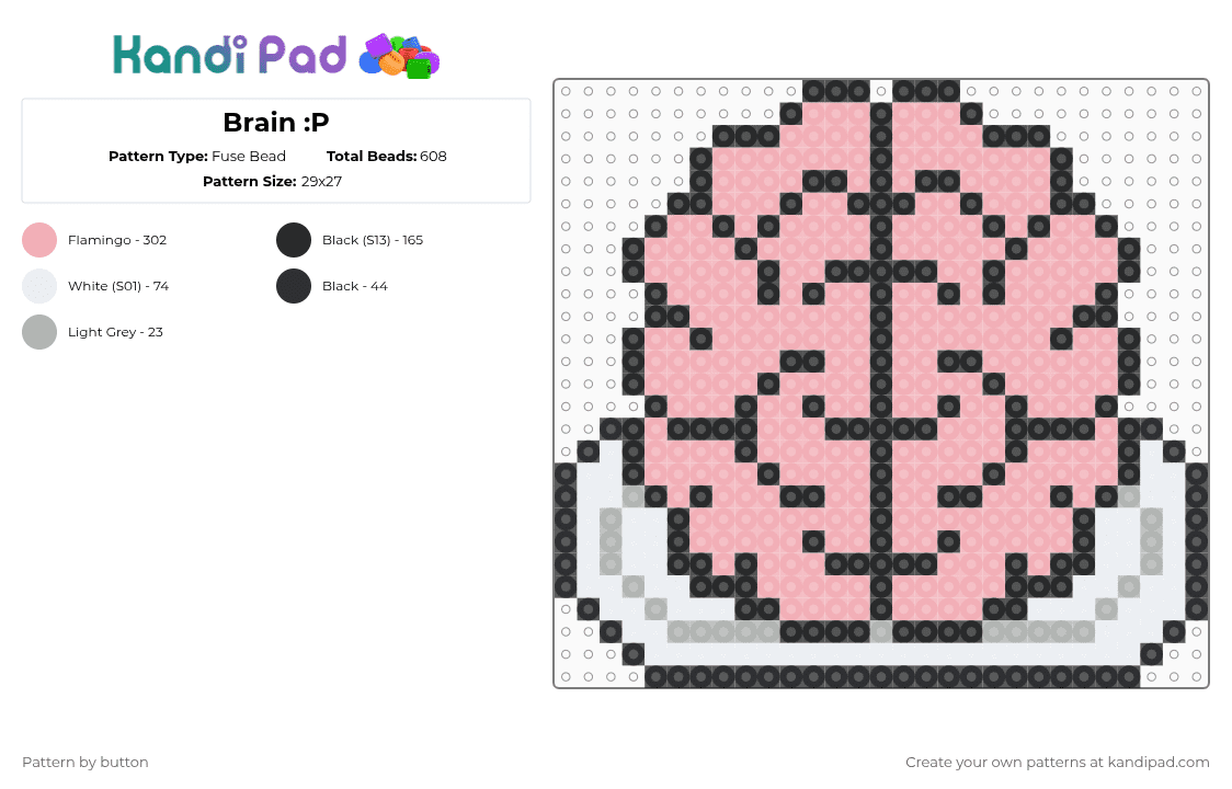 Brain :P - Fuse Bead Pattern by button on Kandi Pad - beige