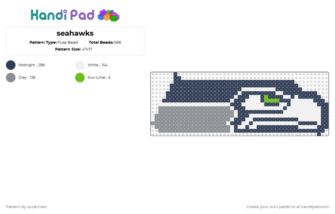 seahawks - Fuse Bead Pattern by suzanneic on Kandi Pad - purple