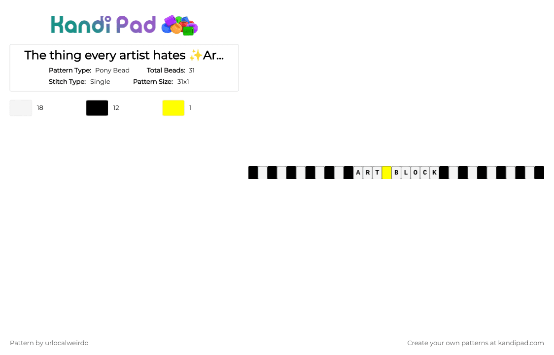 The thing every artist hates ✨Art block✨ - Pony Bead Pattern by urlocalweirdo on Kandi Pad - white