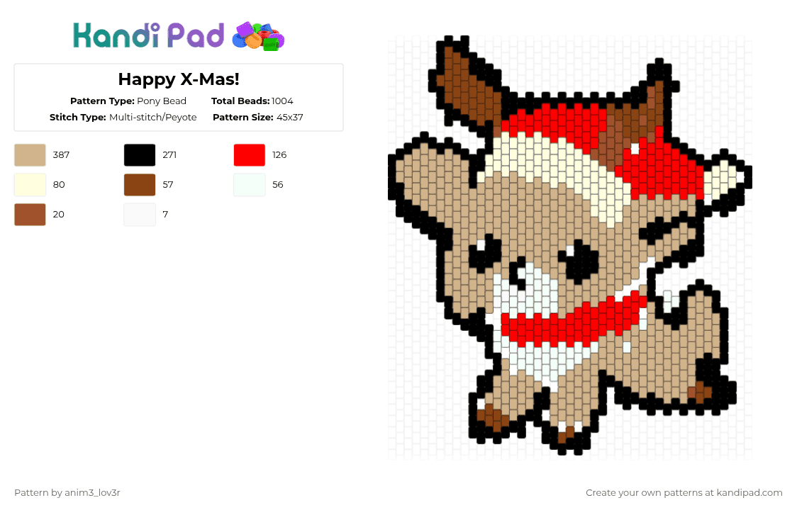 Happy X-Mas! - Pony Bead Pattern by anim3_lov3r on Kandi Pad - beige,red
