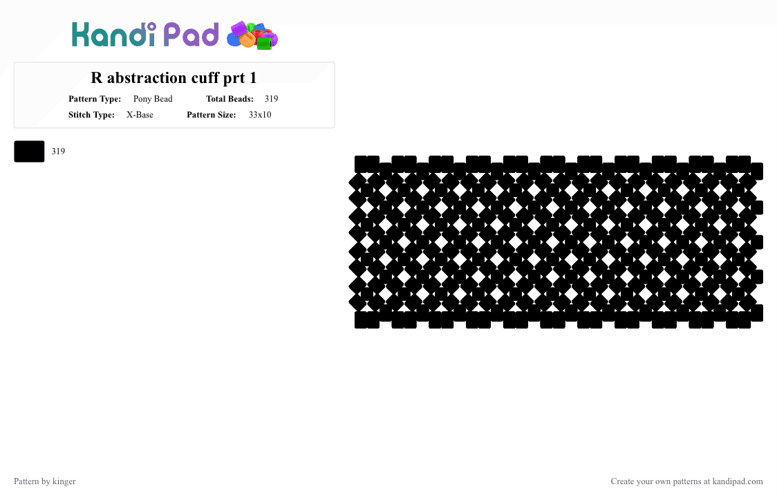 R abstraction cuff prt 1 - Pony Bead Pattern by kinger on Kandi Pad - black,tadc,part 1,rotater,11 xs long,4 xs high