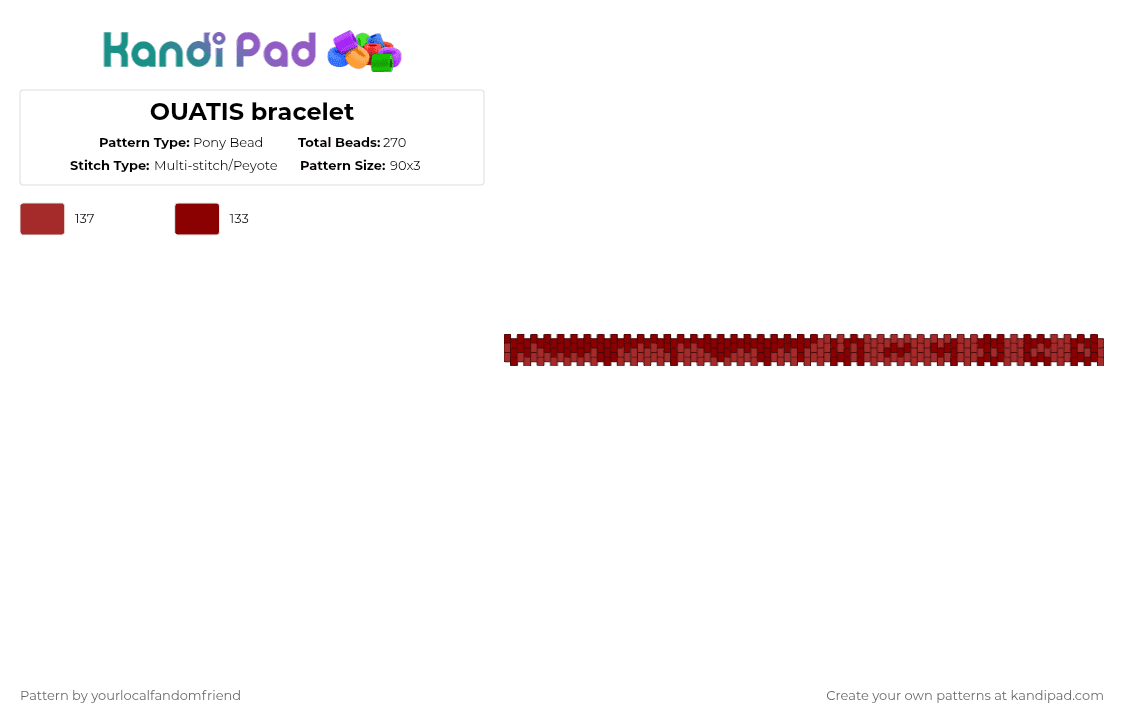 OUATIS bracelet - Pony Bead Pattern by yourlocalfandomfriend on Kandi Pad - red,the mechanisms,ouatis