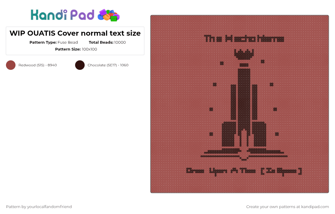 OUATIS Cover normal text size - Fuse Bead Pattern by yourlocalfandomfriend on Kandi Pad - red,ouatis,the mechanisms,logos,album covers