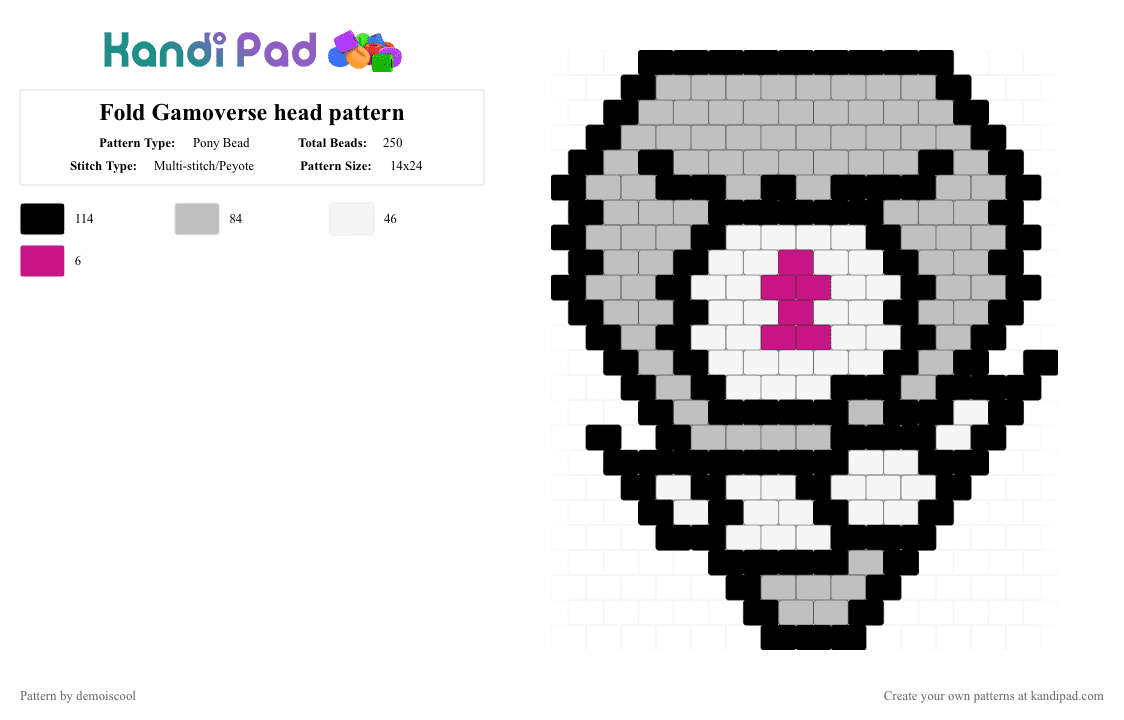 Fold Gamoverse head pattern - Pony Bead Pattern by demoiscool on Kandi Pad - beige