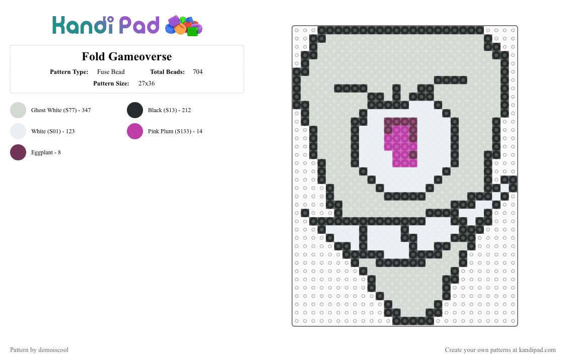 Fold Gameoverse - Fuse Bead Pattern by demoiscool on Kandi Pad - white