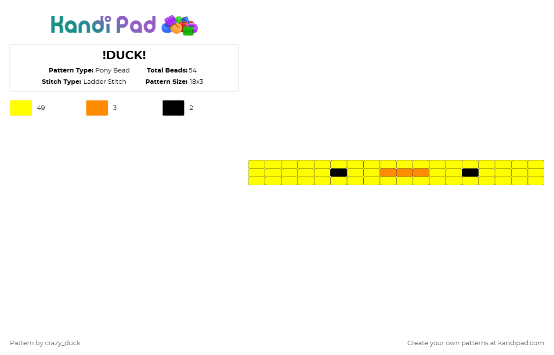 !DUCK! - Pony Bead Pattern by crazy_duck on Kandi Pad - yellow