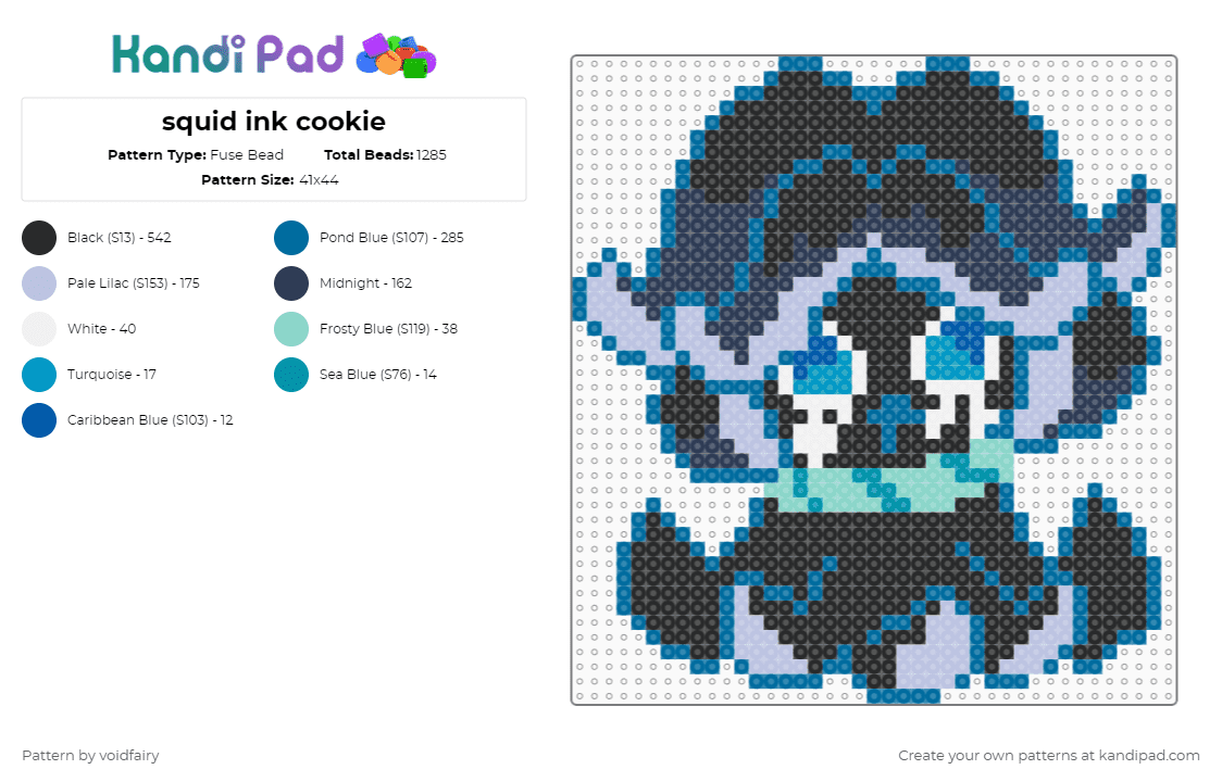 squid ink cookie - Fuse Bead Pattern by voidfairy on Kandi Pad - blue,purple,pink,cookie run kingdom,squid,cookie,black,squid ink cookie