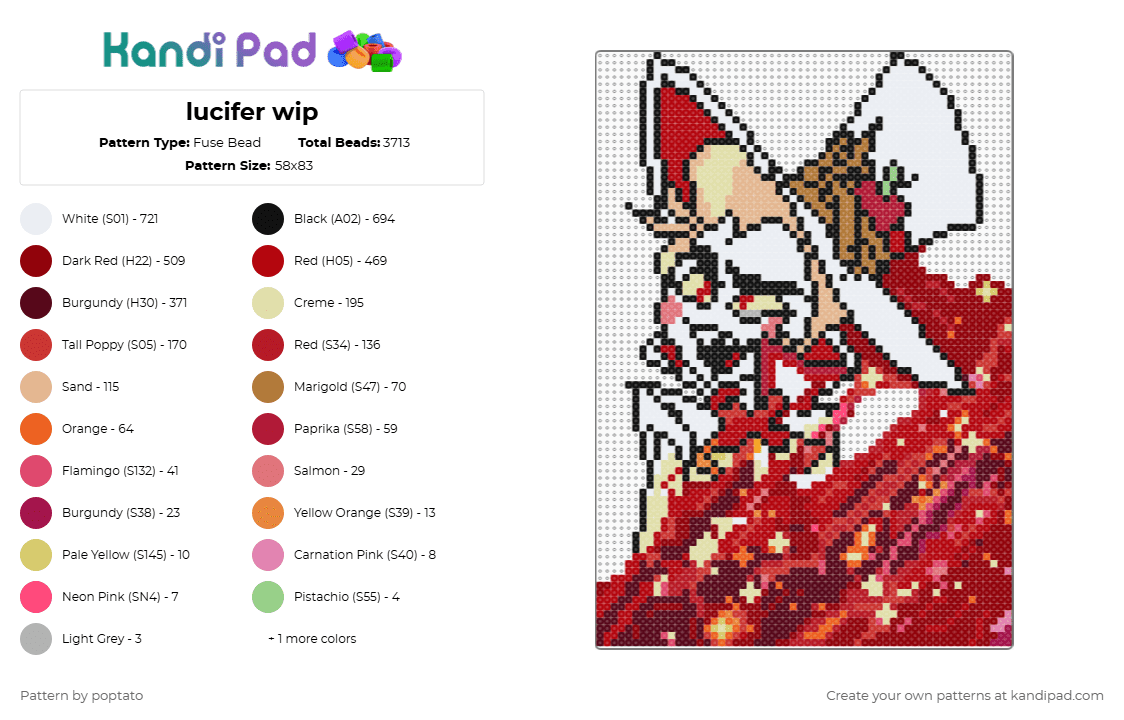 lucifer goodbye - Fuse Bead Pattern by poptato on Kandi Pad - red,brown