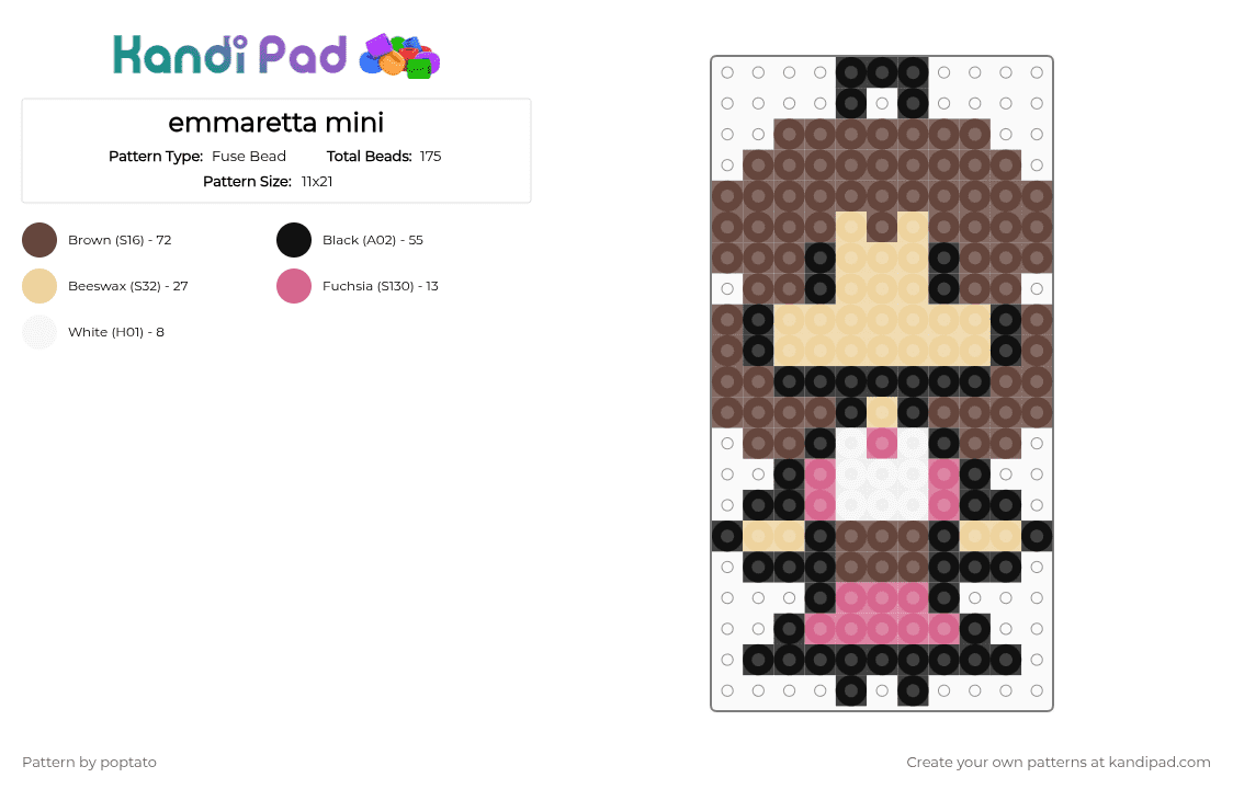emmaretta mini - Fuse Bead Pattern by poptato on Kandi Pad - brown