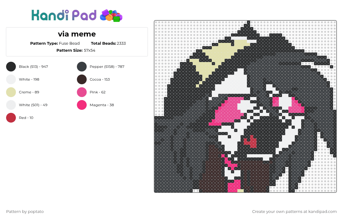 via meme - Fuse Bead Pattern by poptato on Kandi Pad - black,yellow,brown,pink