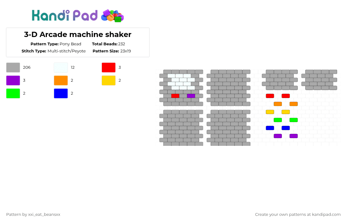 3-D Arcade machine shaker - Pony Bead Pattern by xxi_eat_beansxx on Kandi Pad - beige