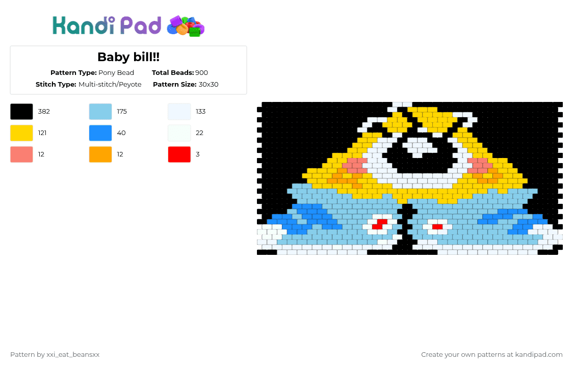 Baby bill!! - Pony Bead Pattern by xxi_eat_beansxx on Kandi Pad - yellow,light blue,peyote stitch