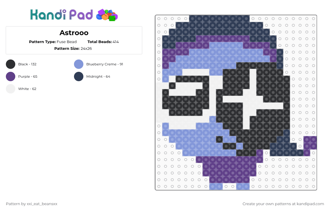 Astrooo - Fuse Bead Pattern by xxi_eat_beansxx on Kandi Pad - purple,light blue,dandys world,astro,perler bead,perler