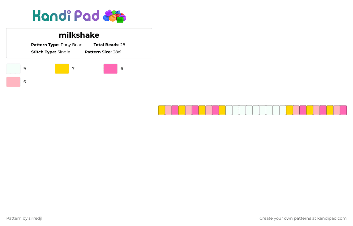milkshake - Pony Bead Pattern by sirredjl on Kandi Pad - yellow,pink,food,drink