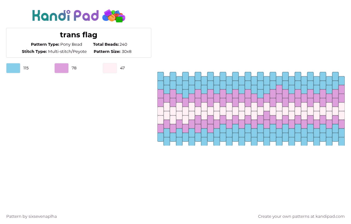 Trans Shield Pattern Trans flag Pony Bead Pattern - Kandi Pad | Kandi Patterns, Fuse Bead ...