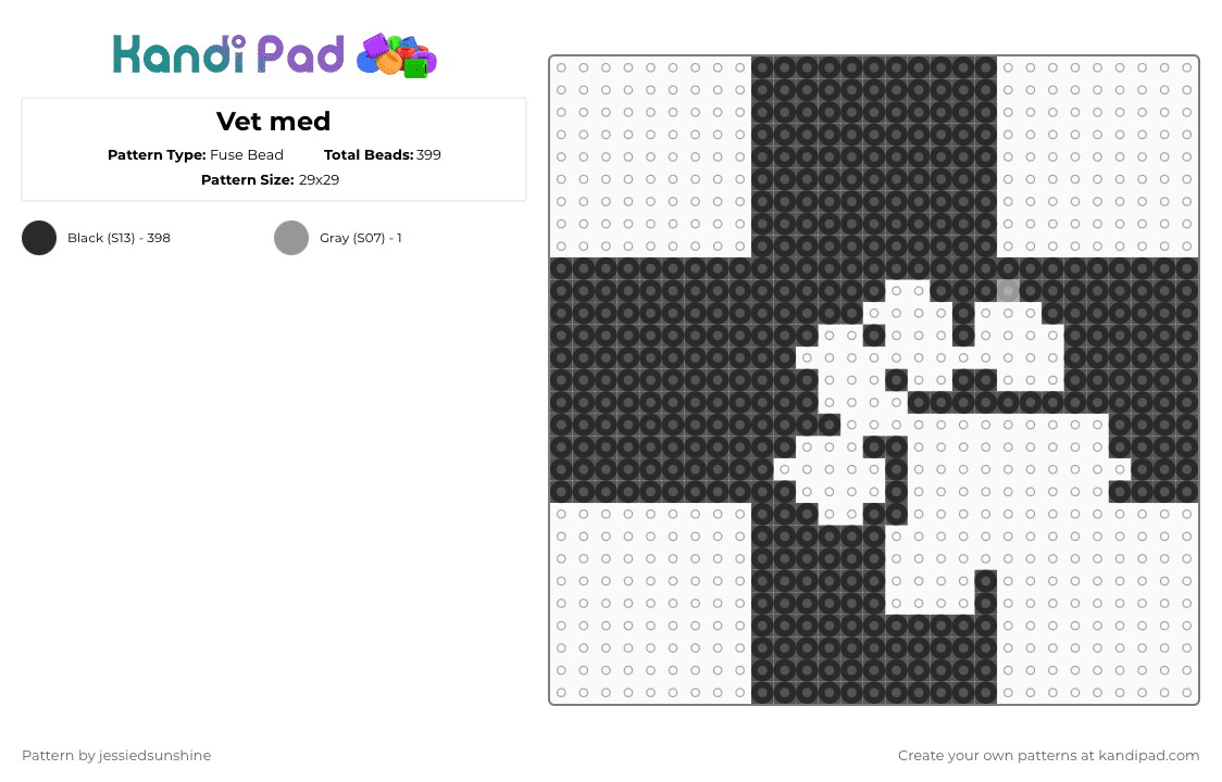 Vet med - Fuse Bead Pattern by jessiedsunshine on Kandi Pad - black