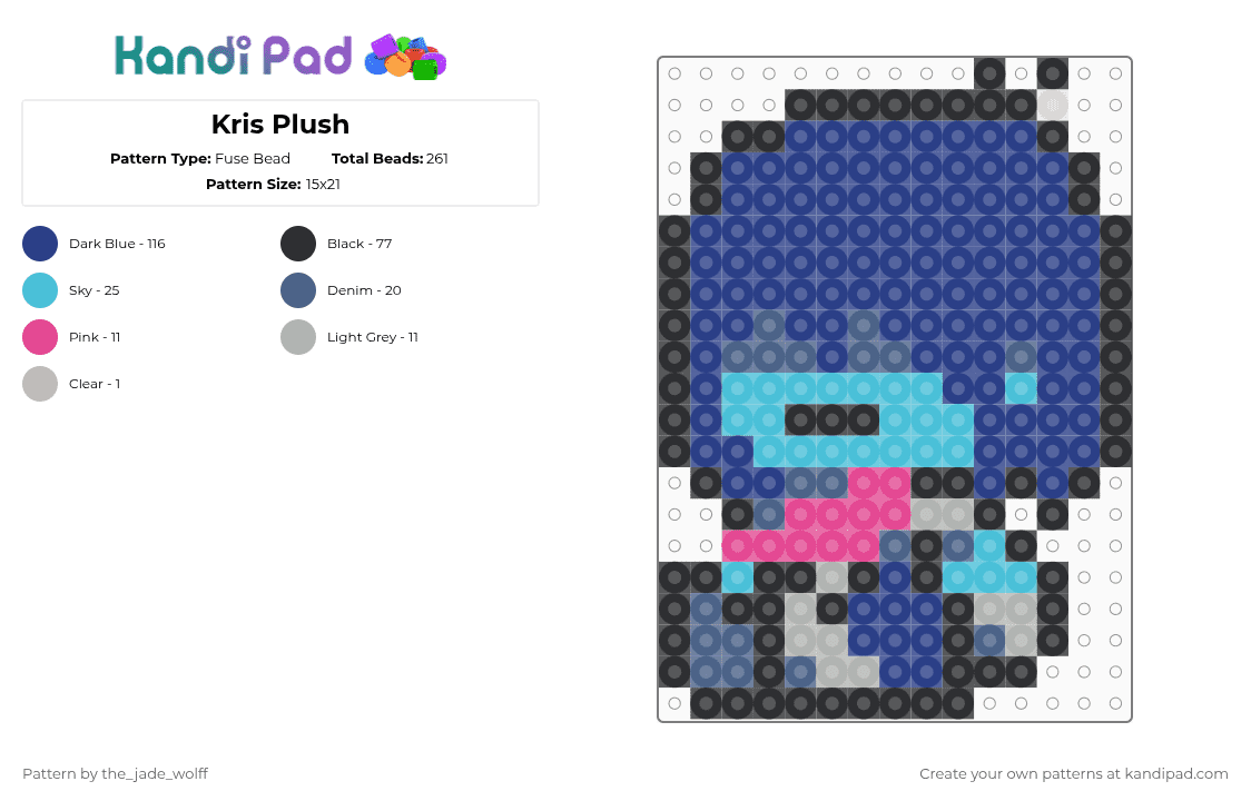 Kris Plush - Fuse Bead Pattern by the_jade_wolff on Kandi Pad - blue