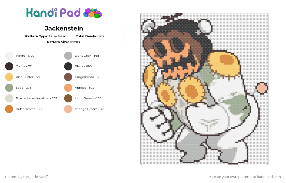 Jackenstein - Fuse Bead Pattern by the_jade_wolff on Kandi Pad - brown,beige