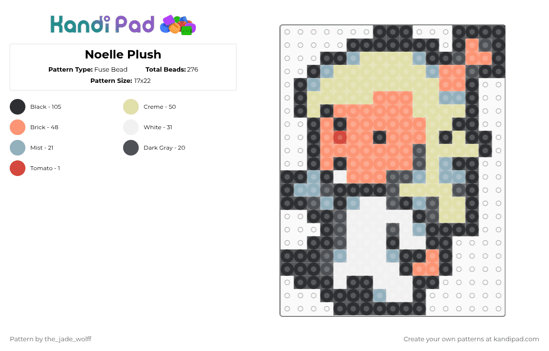 Noelle Plush - Fuse Bead Pattern by the_jade_wolff on Kandi Pad - orange,yellow