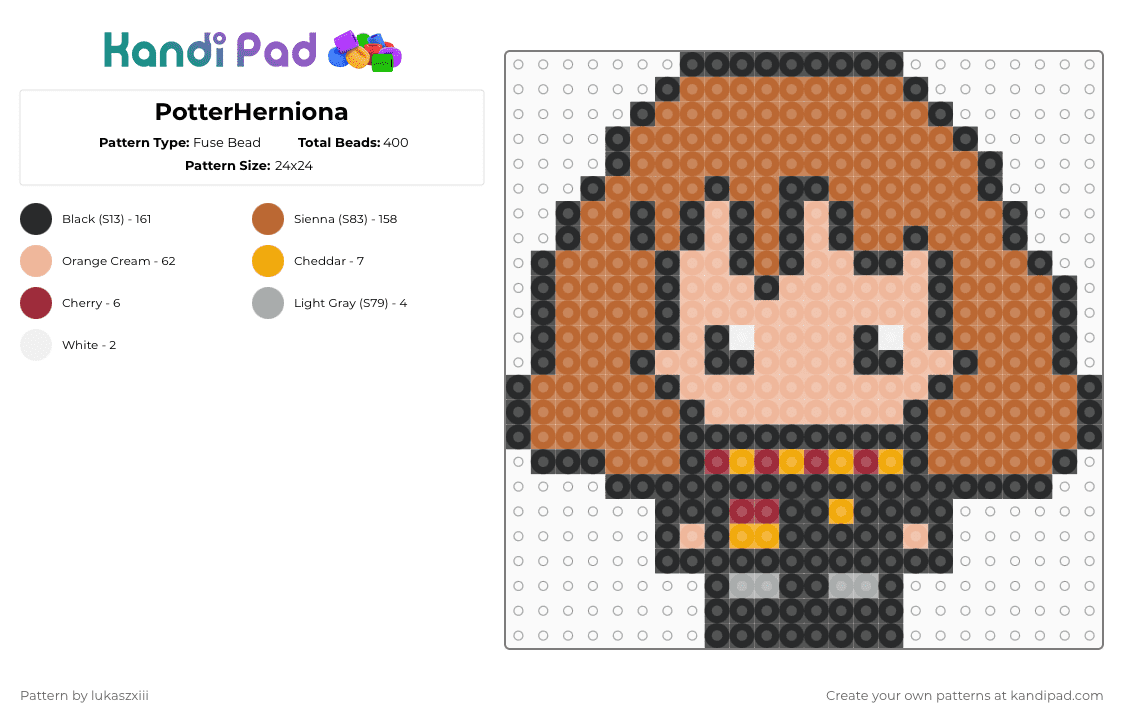 PotterHerniona - Fuse Bead Pattern by lukaszxiii on Kandi Pad - beige,tan