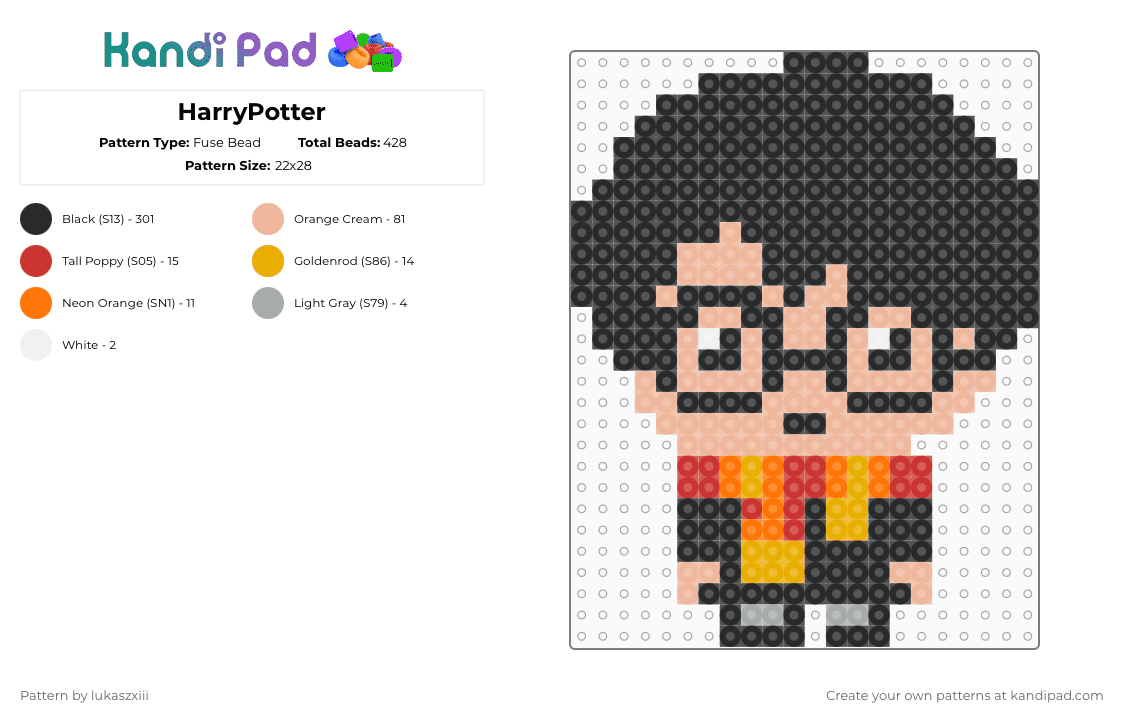HarryPotter - Fuse Bead Pattern by lukaszxiii on Kandi Pad - black,beige
