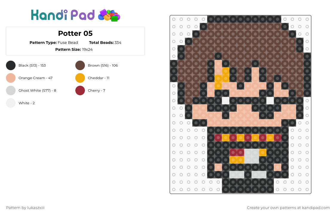 Potter 05 - Fuse Bead Pattern by lukaszxiii on Kandi Pad - harry potter,chibi,character,wizard,potter,movie,film,black,beige,brown