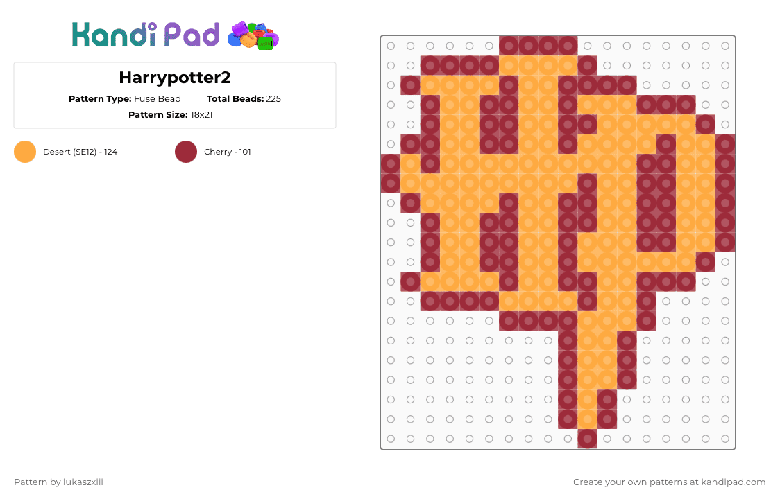Harrypotter2 - Fuse Bead Pattern by lukaszxiii on Kandi Pad - red,orange