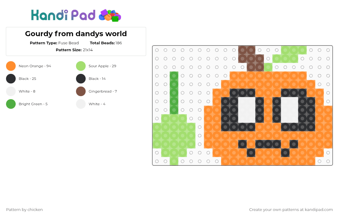 Gourdy from dandys world - Fuse Bead Pattern by the_eye on Kandi Pad - orange