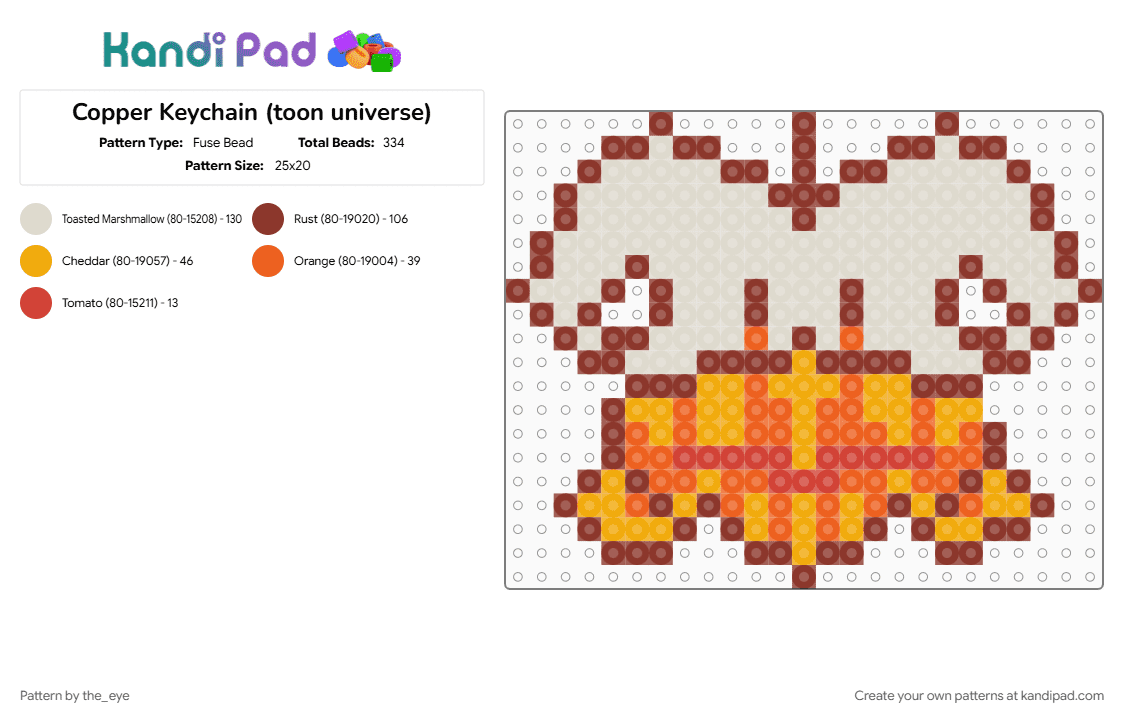 Copper Keychain (toon universe) - Fuse Bead Pattern by the_eye on Kandi Pad - beige, red