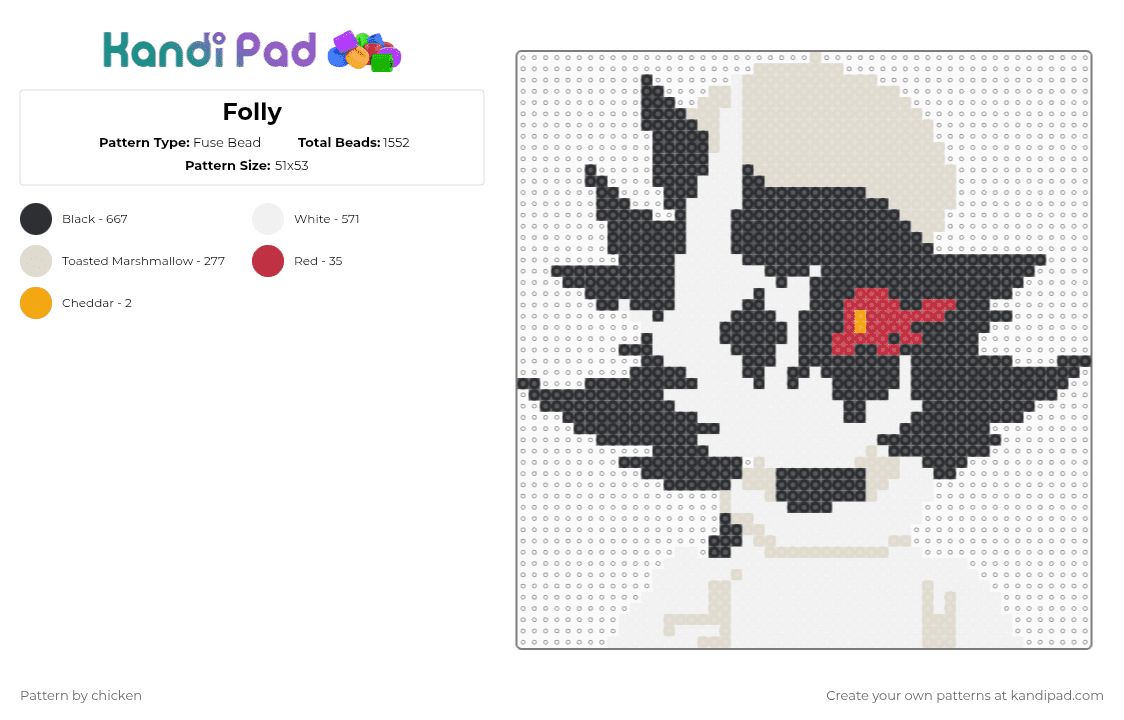 Folly - Fuse Bead Pattern by the_eye on Kandi Pad - white,beige