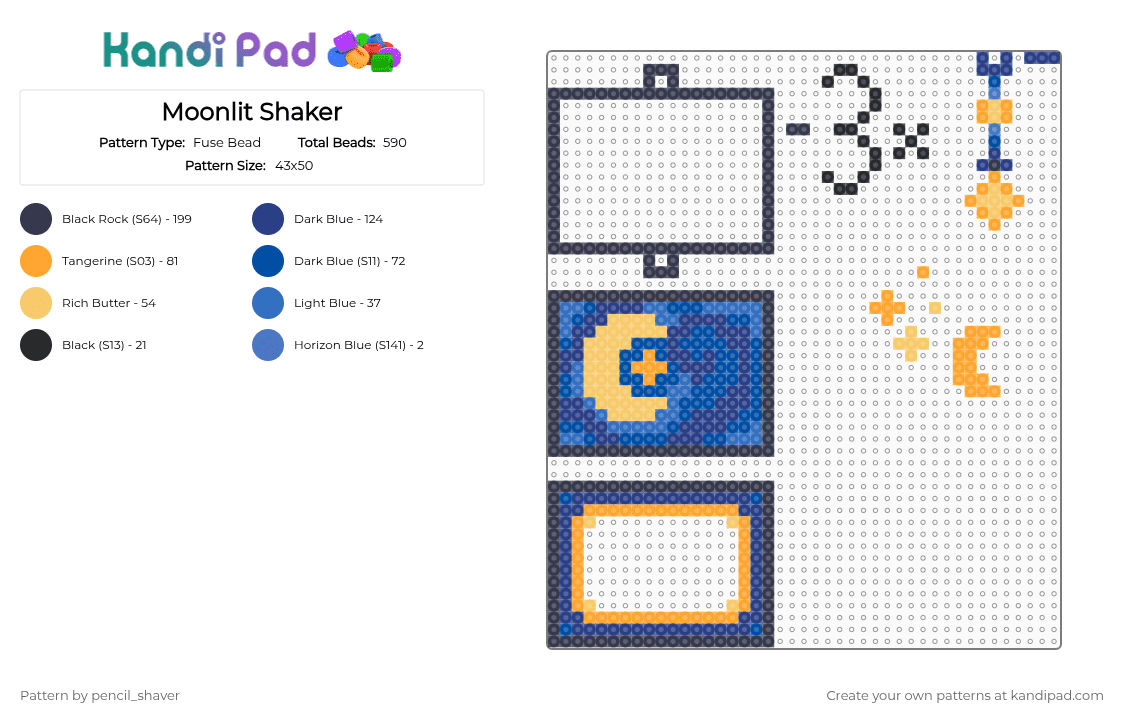 Moonlit Shaker - Fuse Bead Pattern by pencil_shaver on Kandi Pad - purple,blue