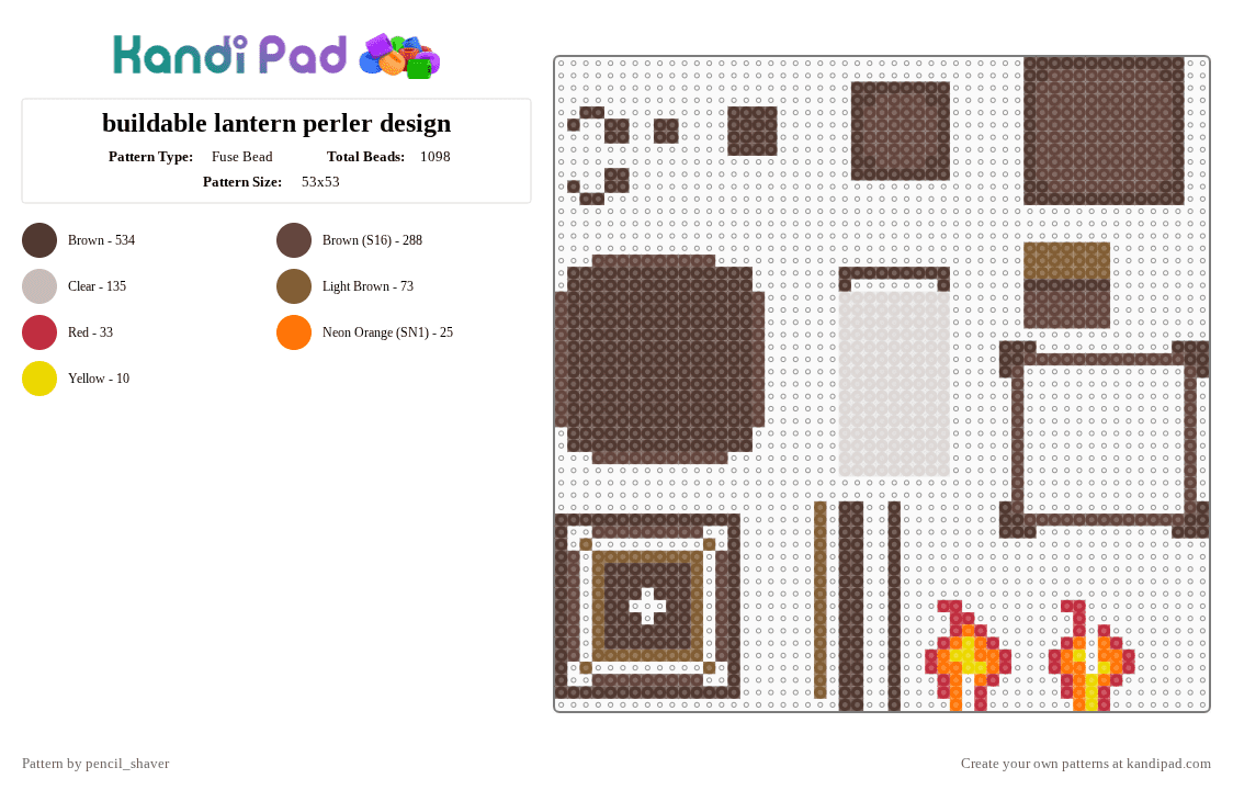 buildable lantern perler design - Fuse Bead Pattern by pencil_shaver on Kandi Pad - brown