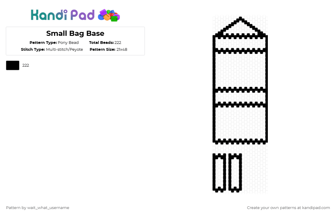 Small Bag Base - Pony Bead Pattern by wait_what_username on Kandi Pad - black