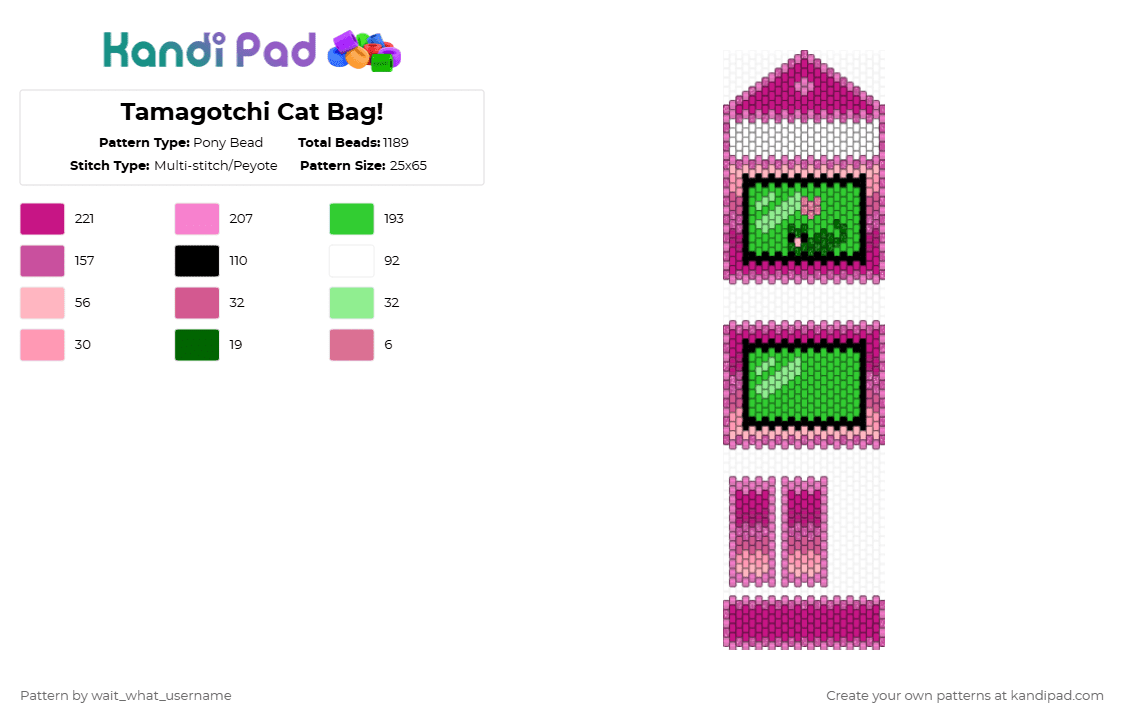 Tamagotchi Cat Bag! - Pony Bead Pattern by wait_what_username on Kandi Pad - pink