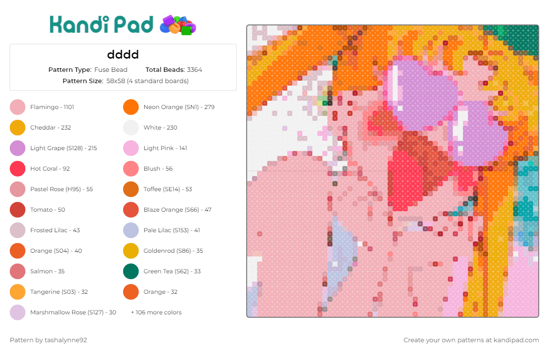 dddd - Fuse Bead Pattern by tashalynne92 on Kandi Pad - sailor moon,anime,excited,magical girl,serenity,usagi,character,joy,pink