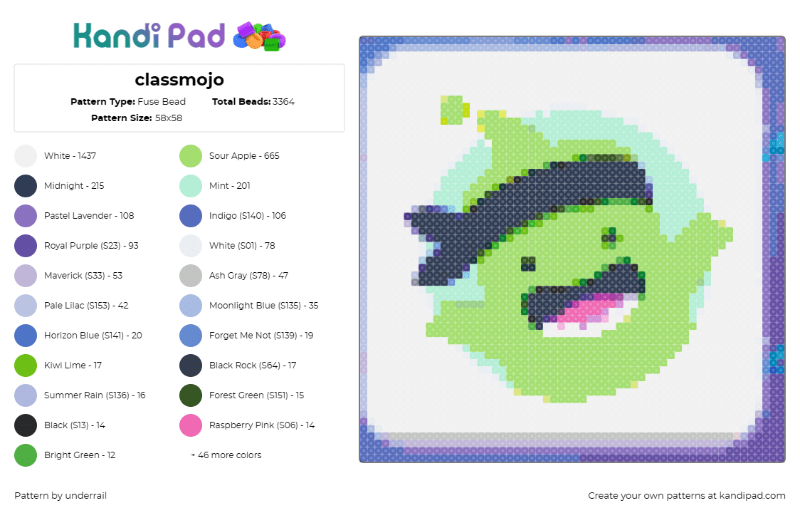 classmojo - Fuse Bead Pattern by underrail on Kandi Pad - classdojo,school,teaching,community,character,playful,education,green