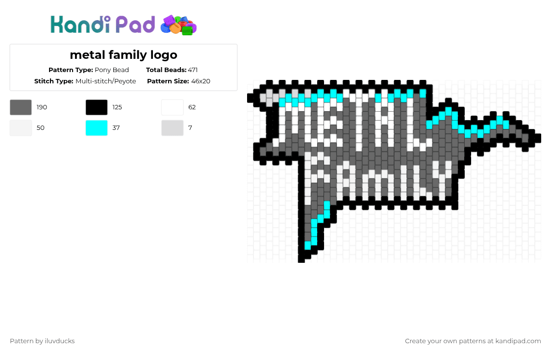 metal family logo - Pony Bead Pattern by zooble57_yuri on Kandi Pad - gray,kandi,metalfamily,indieanimation,logo