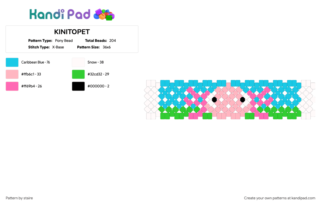 KINITOPET - Pony Bead Pattern by staire on Kandi Pad - light blue, pink