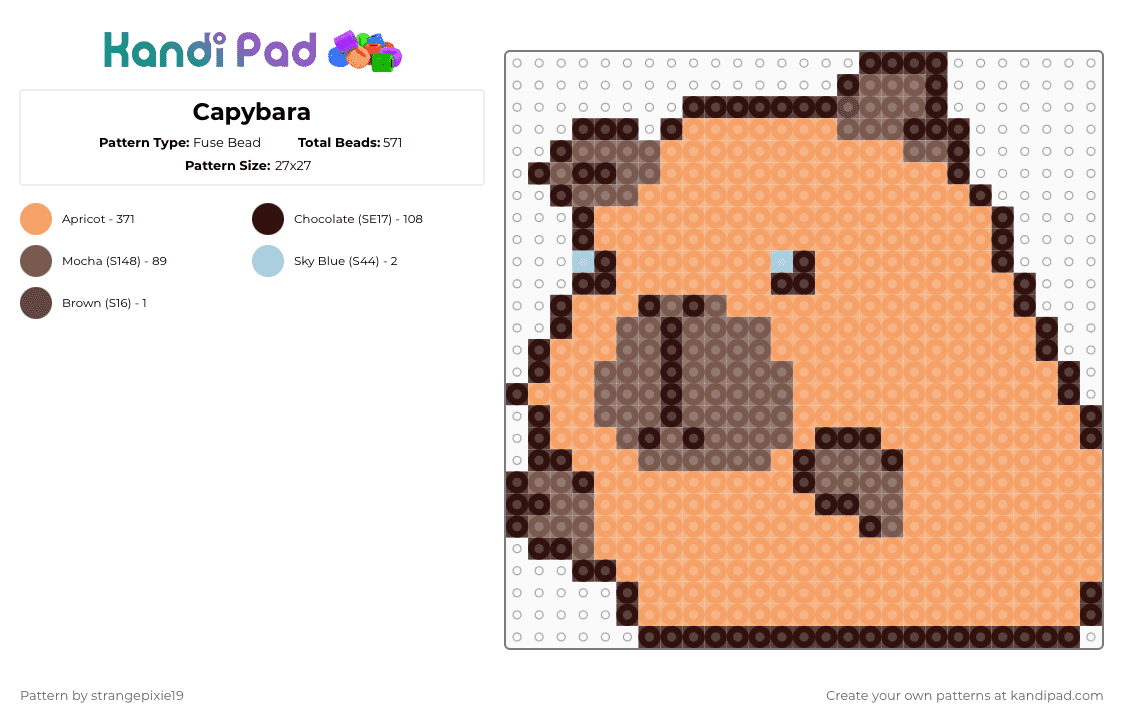 Capybara - Fuse Bead Pattern by queen_lulu on Kandi Pad - orange