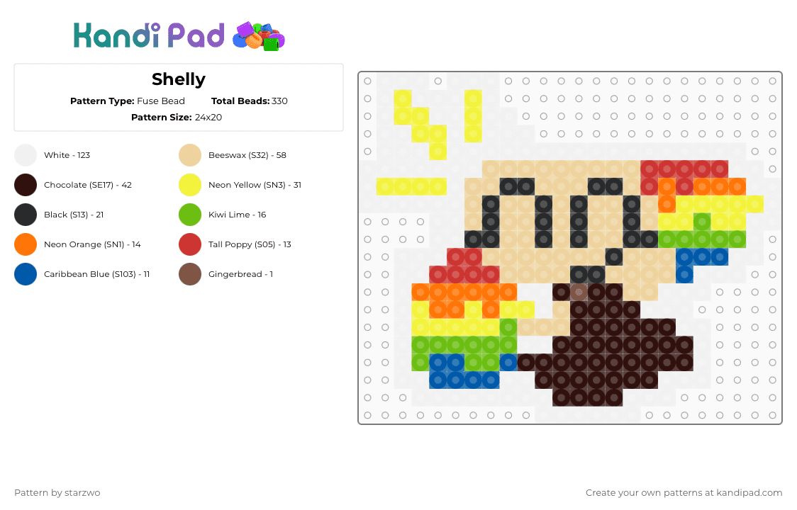 Shelly - Fuse Bead Pattern by starzwo on Kandi Pad - beige, brown, white, yellow