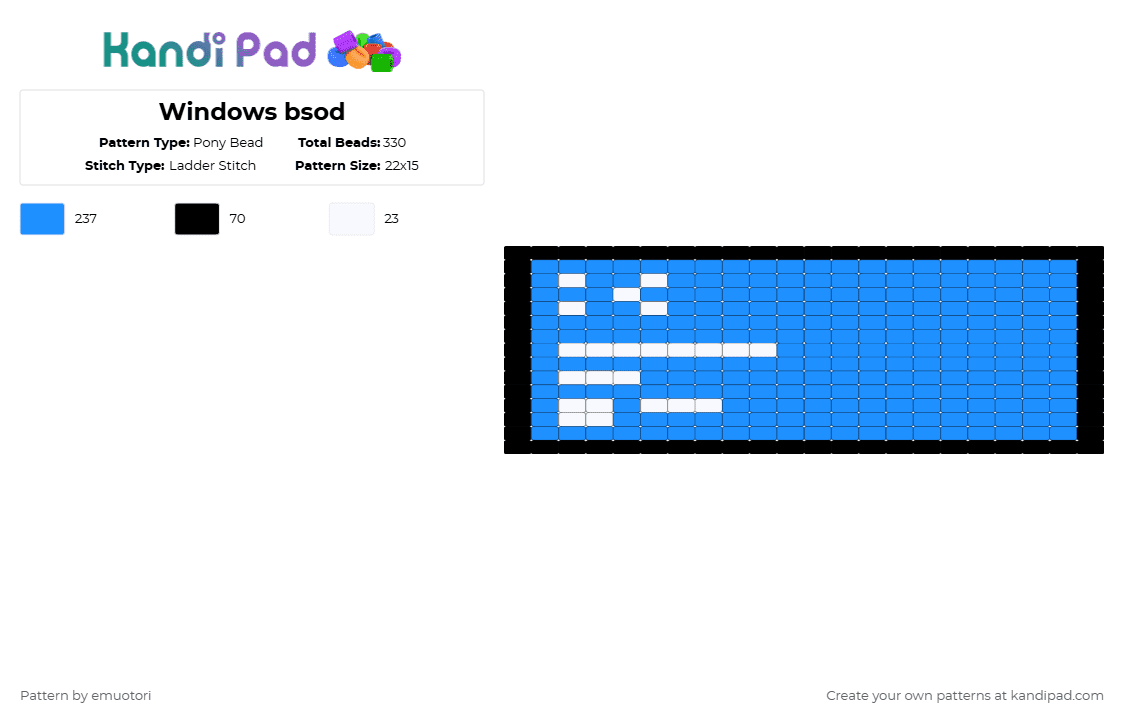 Windows bsod - Pony Bead Pattern by emuotori on Kandi Pad - light blue,bsod,computer,windows,microsoft,error
