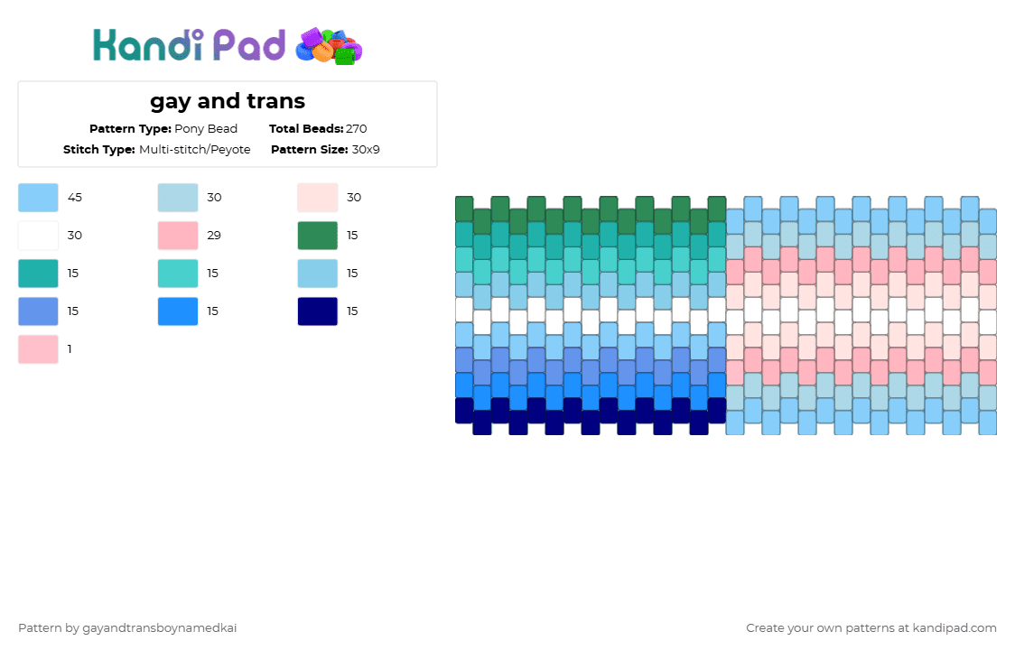 gay and trans - Pony Bead Pattern by gayandtransboynamedkai on Kandi Pad - light blue,trans,gay,lgbtq