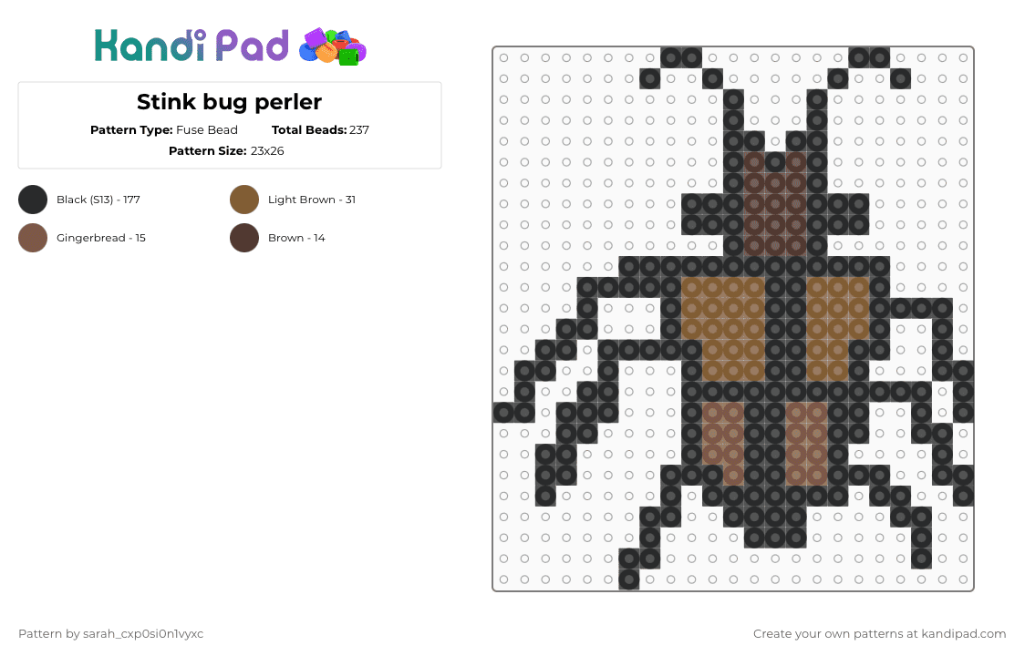 Stink bug perler Fuse Bead Pattern - Kandi Pad | Kandi Patterns, Fuse ...