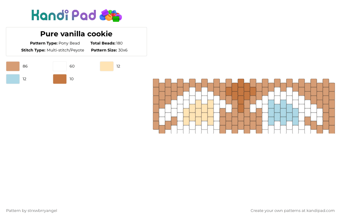 Pure vanilla cookie - Pony Bead Pattern by strxwbrryangel on Kandi Pad - beige,pure vanilla cookie,pvc,crk,cookie run,cookie run kingdom,eyes,pure vanilla,cookie